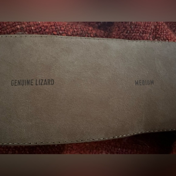 DONNA KARAN NY Dark Brown Genuine Lizard Skin Leather Wide Belt M Italy - Picture 3 of 3